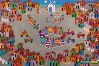 Aracy tema brincadeira das crianças na favela medida 50x40 