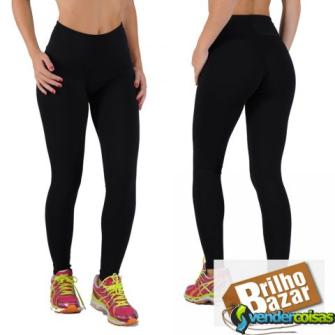 Calça legging leg preta fitness em poliamida