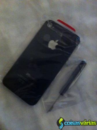 Capa vidro traseiro iphone 4/4s branco/preto