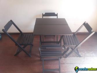 Jogos de mesa dobrável 70x70 com 4 cadeiras remanufaturado