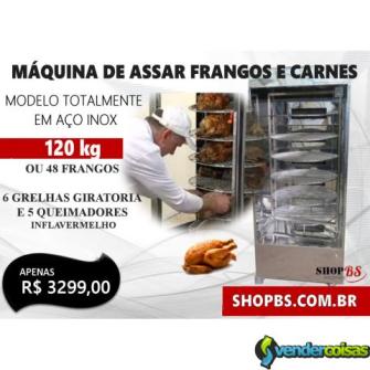 Máquina de assar frango giratória 120kg (assador de carnes e frangos) totalmente ino