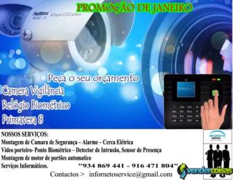 Montagem de camera cctv e relogio biometrico